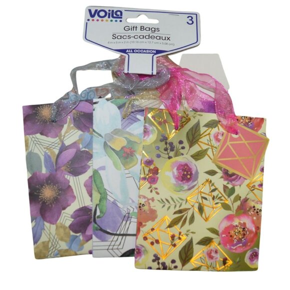 Ornate Printed Gift Bags & Tissue Party 8 Piece Bundle Floral Peacock Angels - Picture 2 of 5